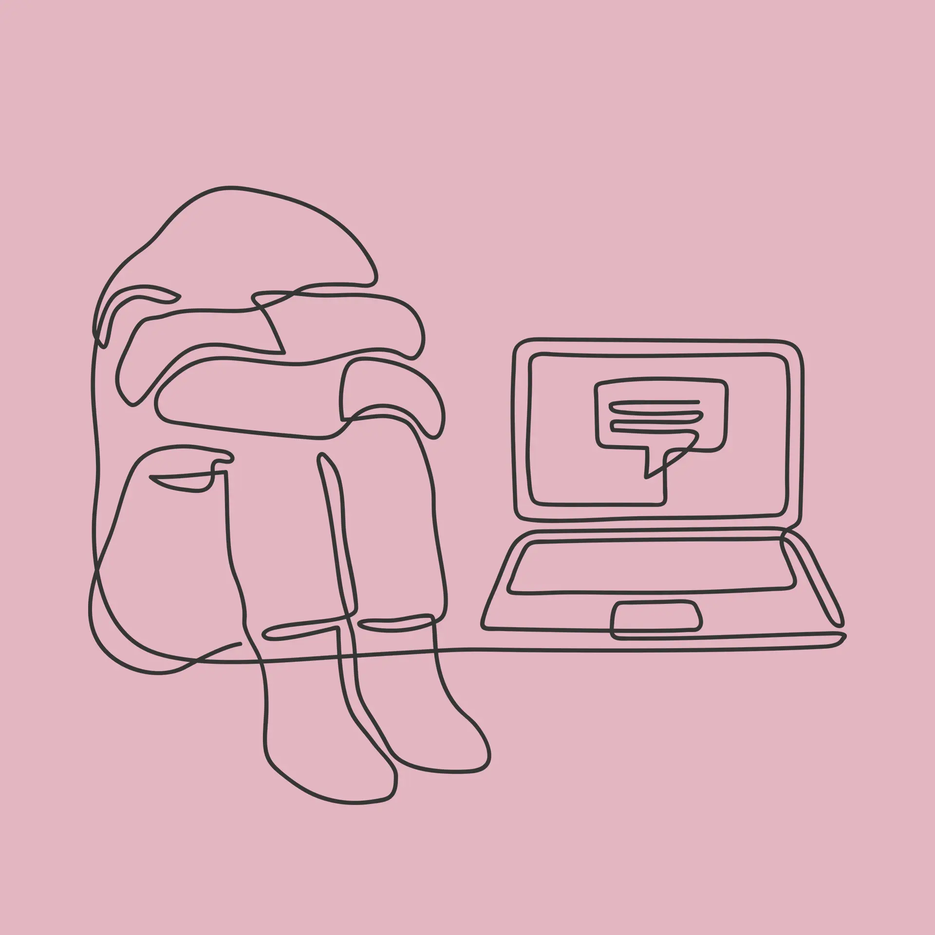 Illustratie van online seksuele uitbuiting door e-pimps via laptop en chat